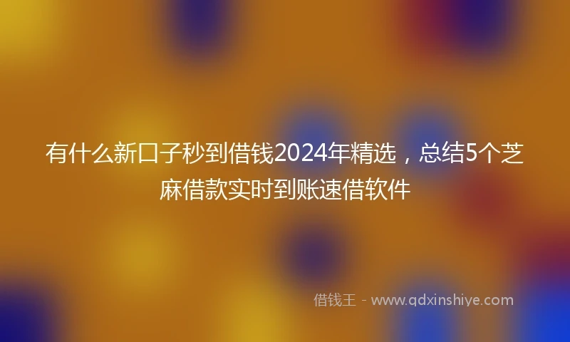 有什么新口子秒到借钱2024年精选，总结5个芝麻借款实时到账速借软件