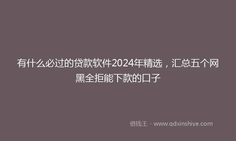 有什么必过的贷款软件2024年精选，汇总五个网黑全拒能下款的口子