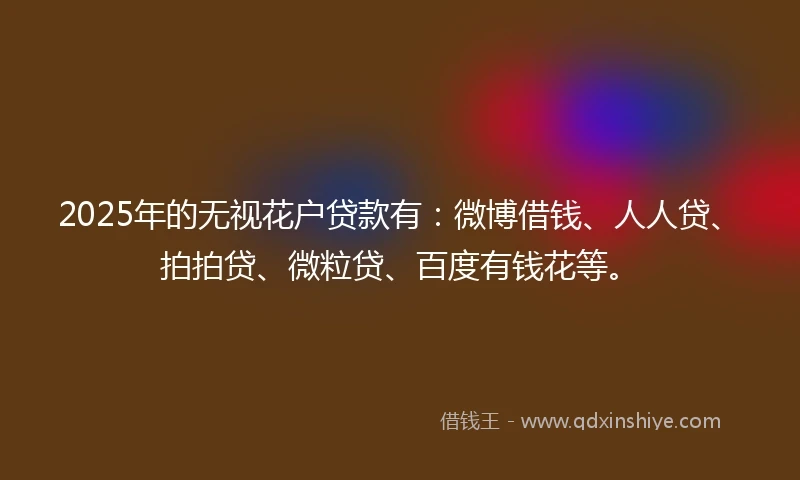 2025年的无视花户贷款有：微博借钱、人人贷、拍拍贷、微粒贷、百度有钱花等。