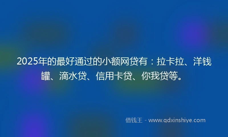 2025年的最好通过的小额网贷有：拉卡拉、洋钱罐、滴水贷、信用卡贷、你我贷等。