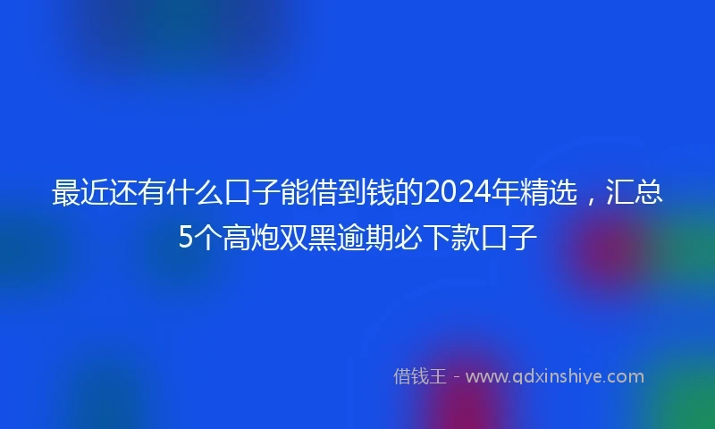最近还有什么口子能借到钱的2024年精选，汇总5个高炮双黑逾期必下款口子