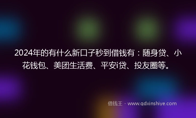 2024年的有什么新口子秒到借钱有：随身贷、小花钱包、美团生活费、平安i贷、投友圈等。