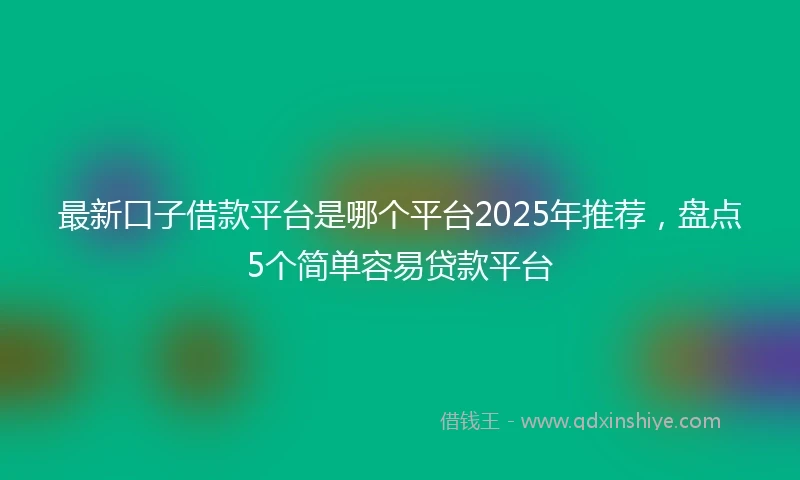 最新口子借款平台是哪个平台2025年推荐，盘点5个简单容易贷款平台