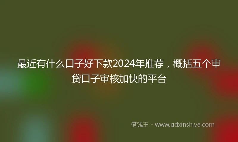最近有什么口子好下款2024年推荐，概括五个审贷口子审核加快的平台