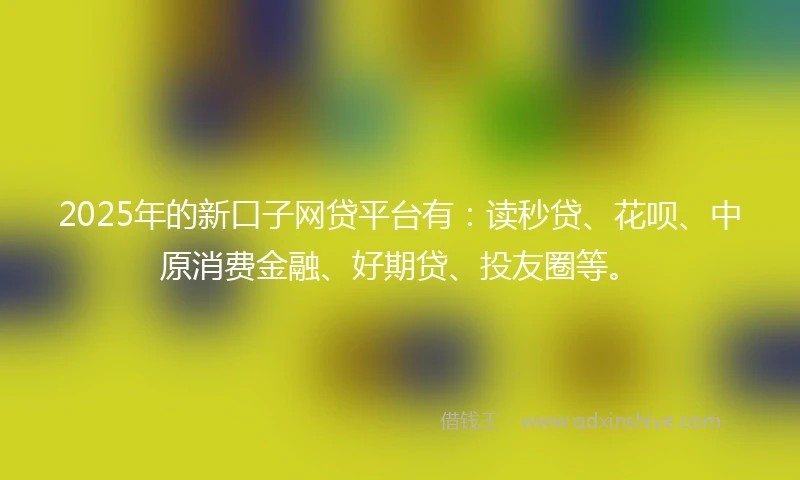2025年的新口子网贷平台有：读秒贷、花呗、中原消费金融、好期贷、投友圈等。