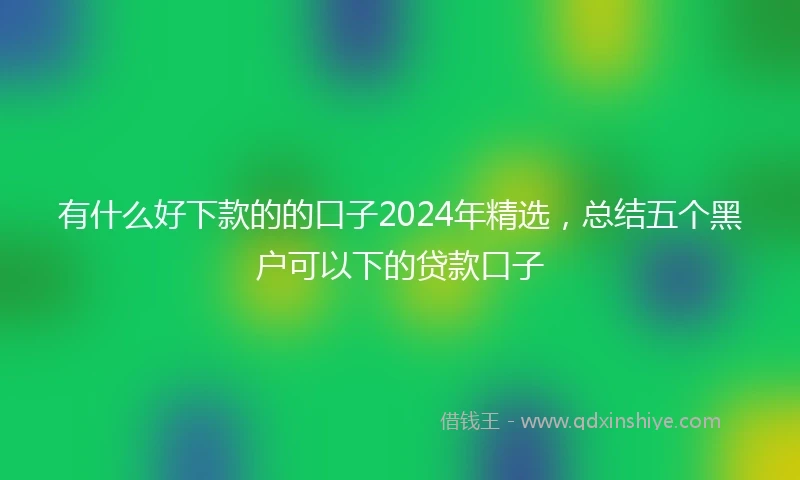 有什么好下款的的口子2024年精选,总结五个黑户可以下的贷款口子