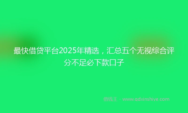 最快借贷平台2025年精选，汇总五个无视综合评分不足必下款口子