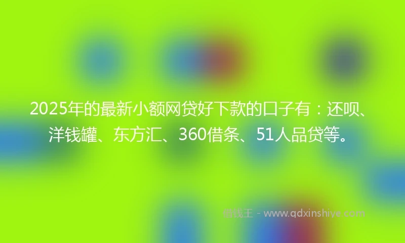 2025年的最新小额网贷好下款的口子有：还呗、洋钱罐、东方汇、360借条、51人品贷等。
