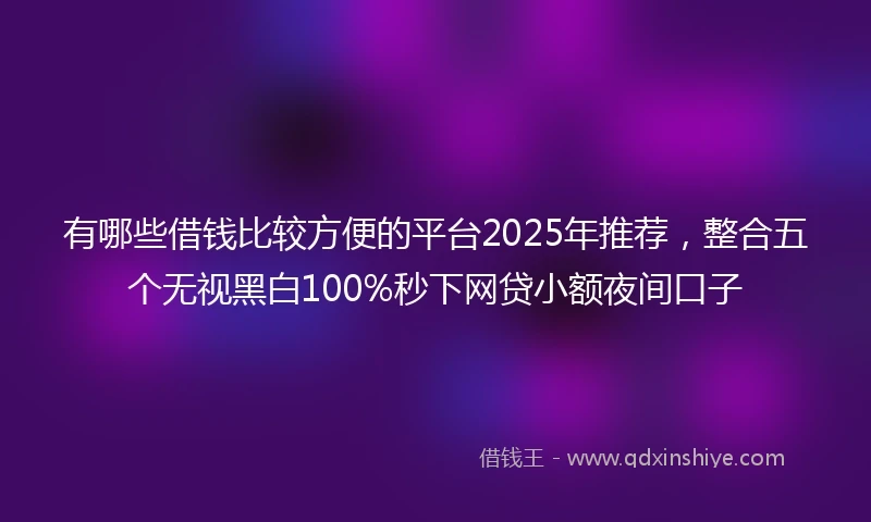 有哪些借钱比较方便的平台2025年推荐，整合五个无视黑白100%秒下网贷小额夜间口子