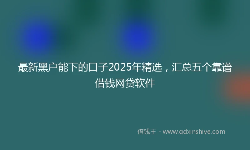 最新黑户能下的口子2025年精选，汇总五个靠谱借钱网贷软件