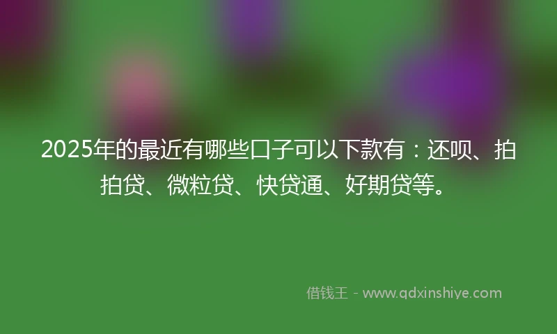2025年的最近有哪些口子可以下款有：还呗、拍拍贷、微粒贷、快贷通、好期贷等。