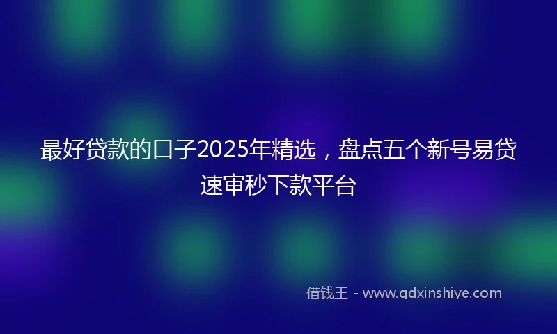 最好贷款的口子2025年精选，盘点五个新号易贷速审秒下款平台