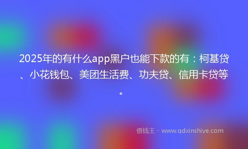 2025年的有什么app黑户也能下款的有：柯基贷、小花钱包、美团生活费、功夫贷、信用卡贷等。