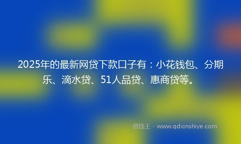 2025年的最新网贷下款口子有：小花钱包、分期乐、滴水贷、51人品贷、惠商贷等。
