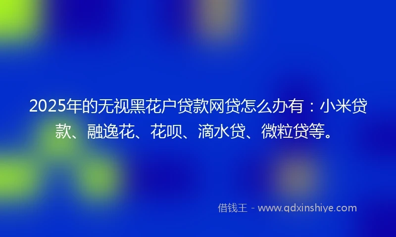 2025年的无视黑花户贷款网贷怎么办有：小米贷款、融逸花、花呗、滴水贷、微粒贷等。