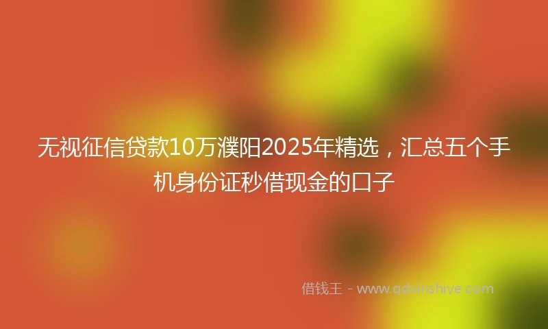 无视征信贷款10万濮阳2025年精选，汇总五个手机身份证秒借现金的口子