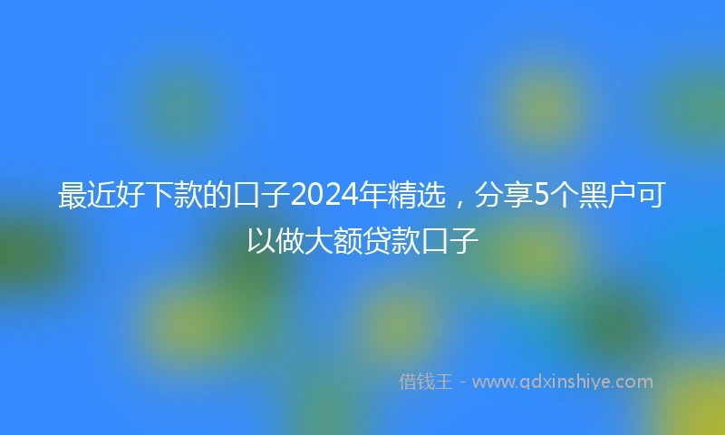 最近好下款的口子2024年精选，分享5个黑户可以做大额贷款口子