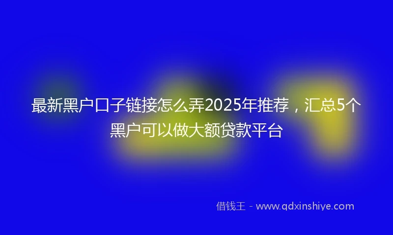 最新黑户口子链接怎么弄2025年推荐，汇总5个黑户可以做大额贷款平台
