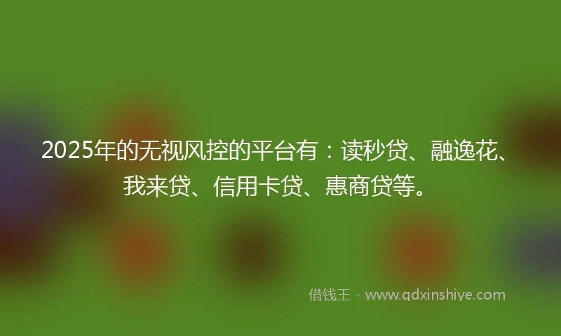 2025年的无视风控的平台有：读秒贷、融逸花、我来贷、信用卡贷、惠商贷等。