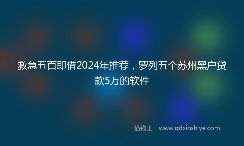 救急五百即借2024年推荐，罗列五个苏州黑户贷款5万的软件