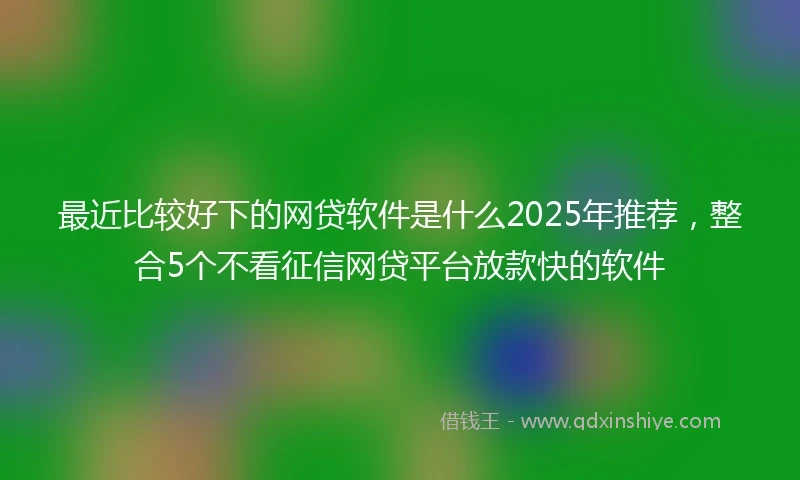 最近比较好下的网贷软件是什么2025年推荐，整合5个不看征信网贷平台放款快的软件