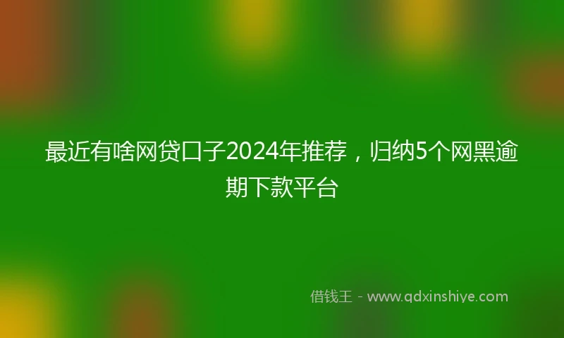 最近有啥网贷口子2024年推荐，归纳5个网黑逾期下款平台