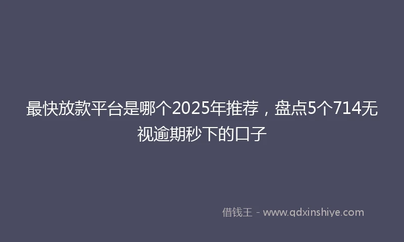 最快放款平台是哪个2025年推荐，盘点5个714无视逾期秒下的口子