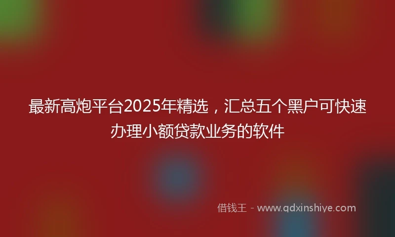 最新高炮平台2025年精选，汇总五个黑户可快速办理小额贷款业务的软件
