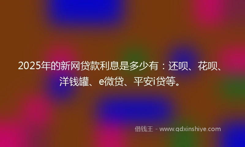 2025年的新网贷款利息是多少有：还呗、花呗、洋钱罐、e微贷、平安i贷等。