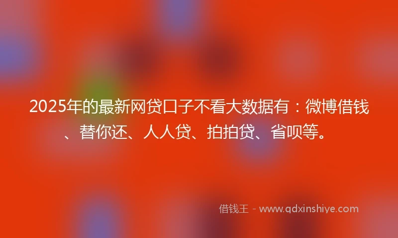 2025年的最新网贷口子不看大数据有：微博借钱、替你还、人人贷、拍拍贷、省呗等。