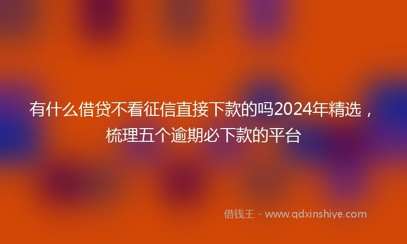 有什么借贷不看征信直接下款的吗2024年精选，梳理五个逾期必下款的平台