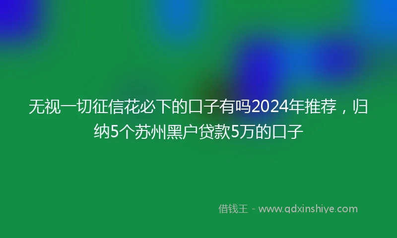无视一切征信花必下的口子有吗2024年推荐，归纳5个苏州黑户贷款5万的口子