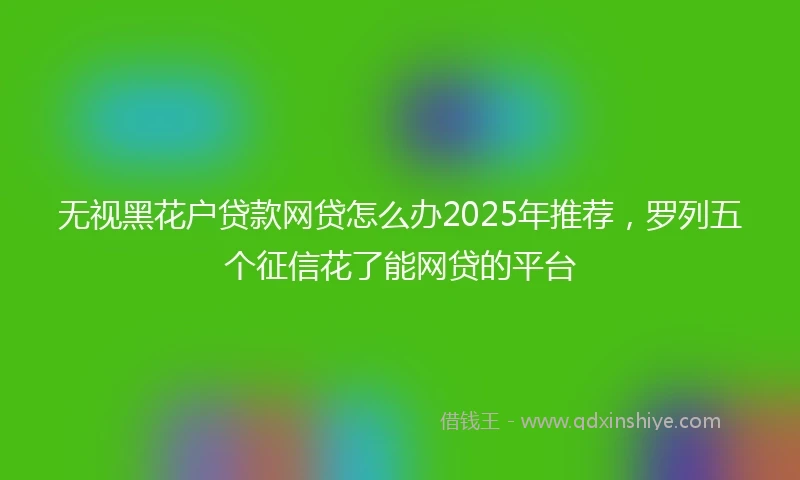 无视黑花户贷款网贷怎么办2025年推荐，罗列五个征信花了能网贷的平台