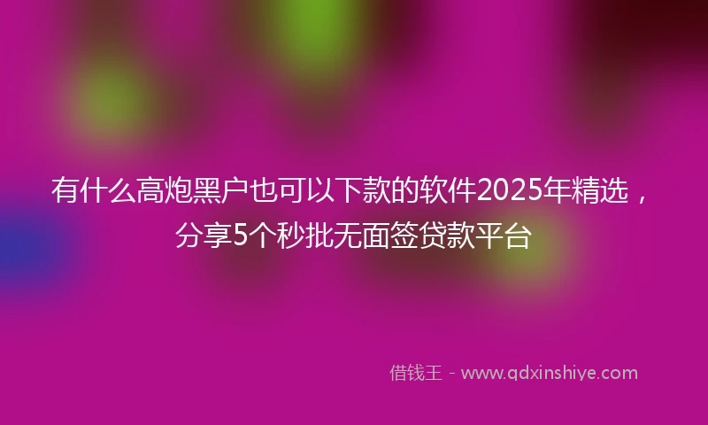 有什么高炮黑户也可以下款的软件2025年精选，分享5个秒批无面签贷款平台