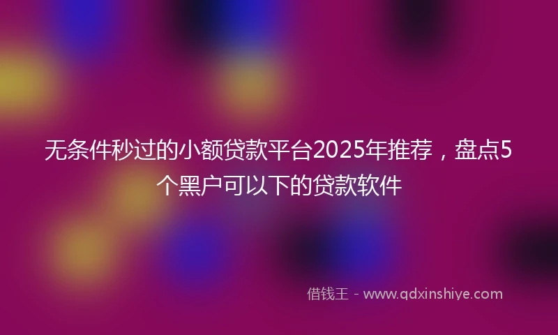 无条件秒过的小额贷款平台2025年推荐，盘点5个黑户可以下的贷款软件