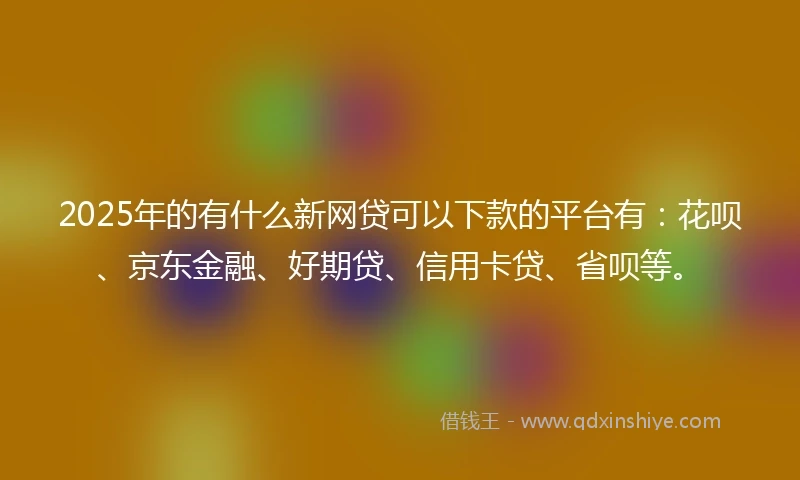 2025年的有什么新网贷可以下款的平台有：花呗、京东金融、好期贷、信用卡贷、省呗等。