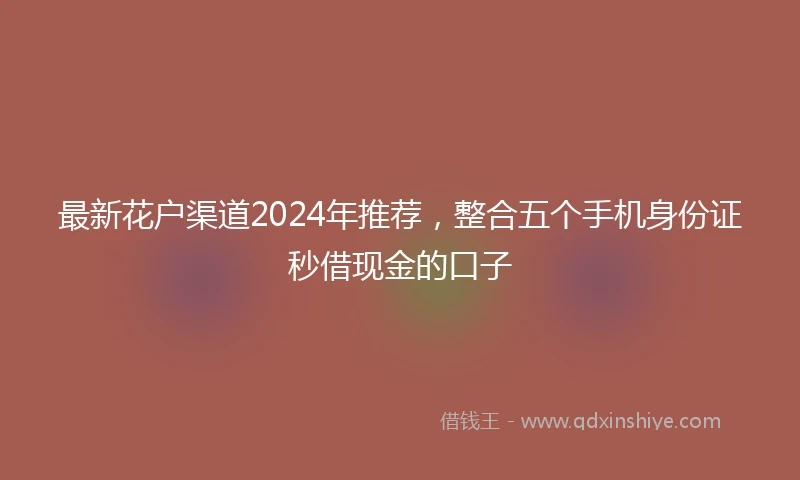 最新花户渠道2024年推荐，整合五个手机身份证秒借现金的口子