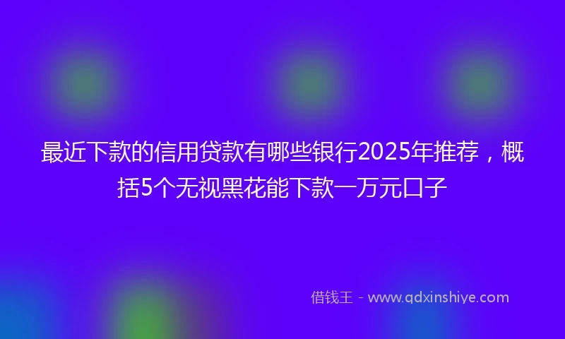 最近下款的信用贷款有哪些银行2025年推荐，概括5个无视黑花能下款一万元口子
