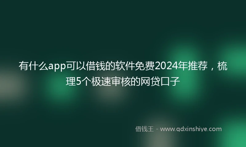 有什么app可以借钱的软件免费2024年推荐，梳理5个极速审核的网贷口子