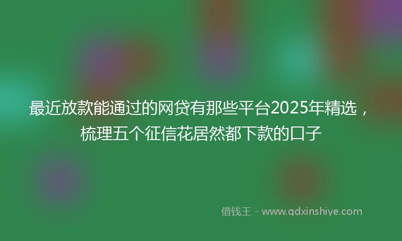 最近放款能通过的网贷有那些平台2025年精选，梳理五个征信花居然都下款的口子
