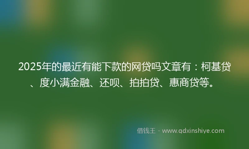 2025年的最近有能下款的网贷吗文章有：柯基贷、度小满金融、还呗、拍拍贷、惠商贷等。
