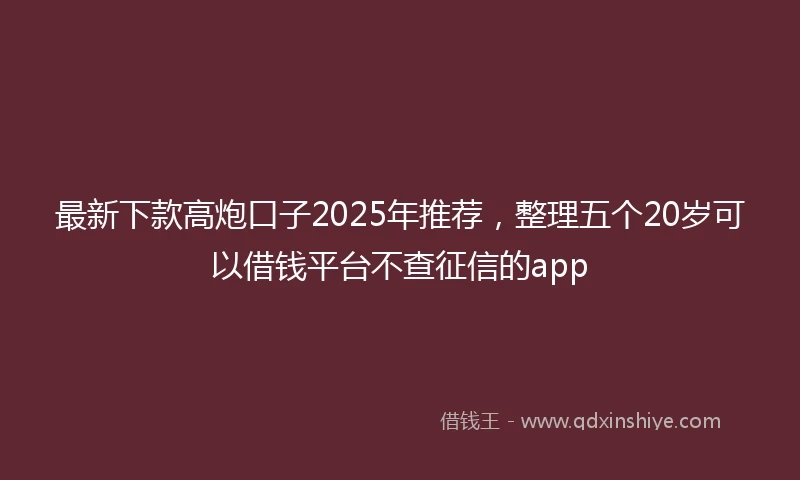最新下款高炮口子2025年推荐，整理五个20岁可以借钱平台不查征信的app