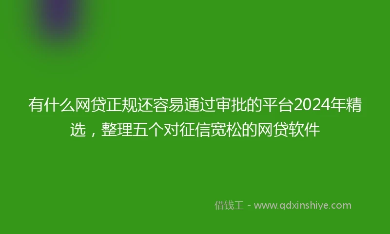 有什么网贷正规还容易通过审批的平台2024年精选，整理五个对征信宽松的网贷软件