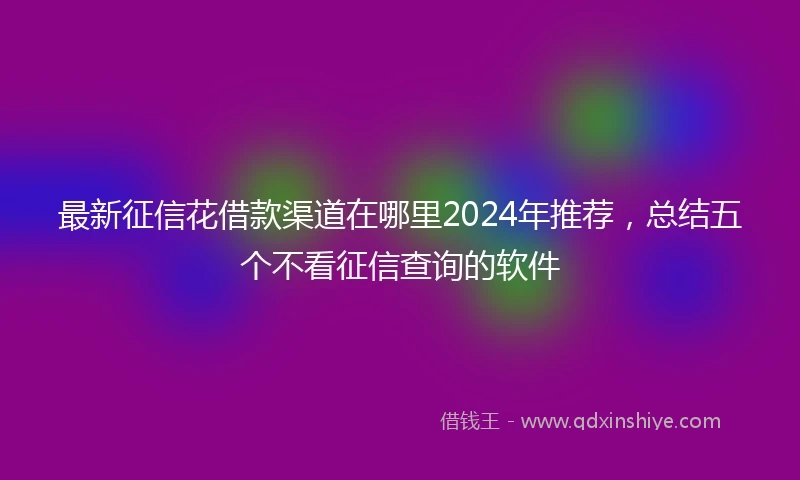 最新征信花借款渠道在哪里2024年推荐，总结五个不看征信查询的软件