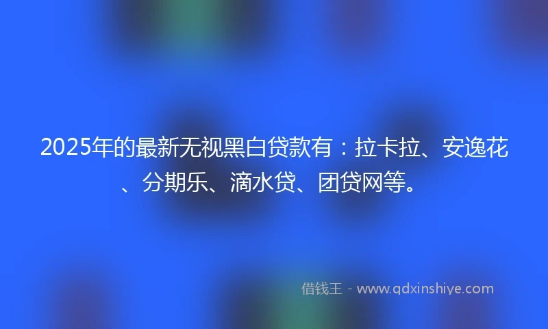 2025年的最新无视黑白贷款有：拉卡拉、安逸花、分期乐、滴水贷、团贷网等。