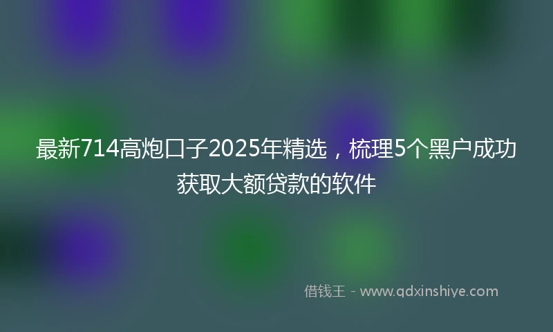 最新714高炮口子2025年精选，梳理5个黑户成功获取大额贷款的软件