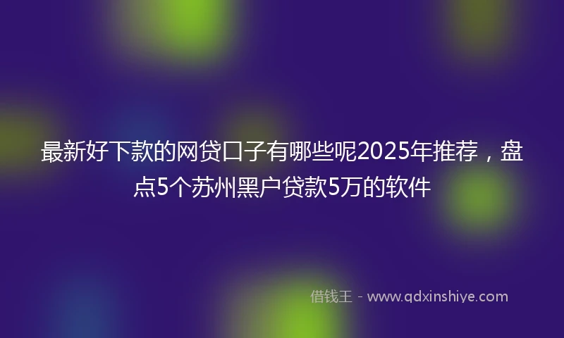 最新好下款的网贷口子有哪些呢2025年推荐，盘点5个苏州黑户贷款5万的软件