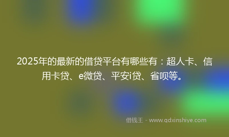 2025年的最新的借贷平台有哪些有：超人卡、信用卡贷、e微贷、平安i贷、省呗等。