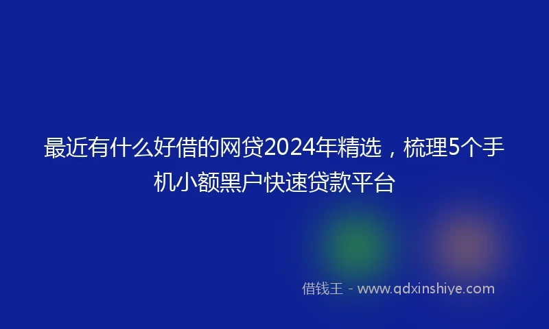 最近有什么好借的网贷2024年精选，梳理5个手机小额黑户快速贷款平台
