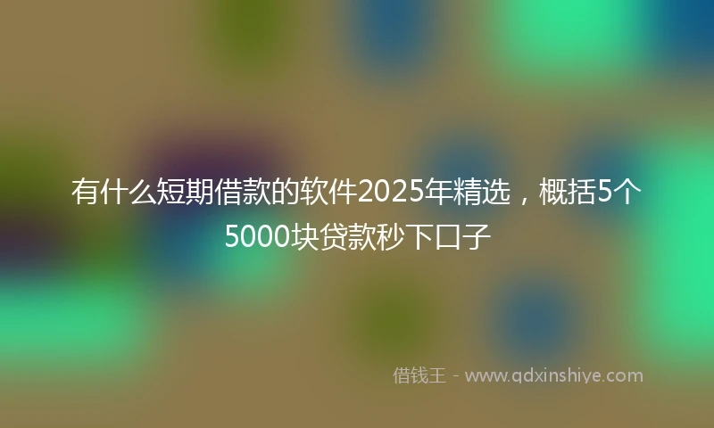 有什么短期借款的软件2025年精选，概括5个5000块贷款秒下口子